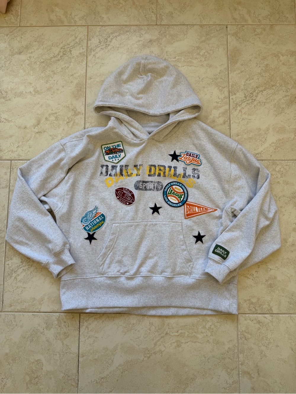 DAILY DRILLS Oversized All Star Patch Hoodie Jacket